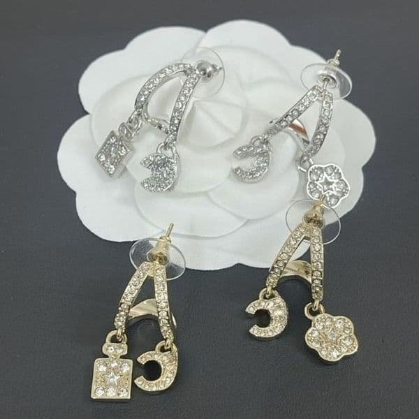 Luxury Casual Stud Earrings Jewelry Gold and Silver Color Earrings with Asymmetrical Design Peony Full Diamond Stud Earrings