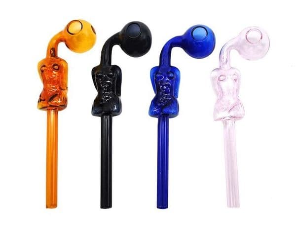 Wholesale Bent Cuved Glass oil burner pipe Beautiful Colorful Tube nails straw pipes for smoking