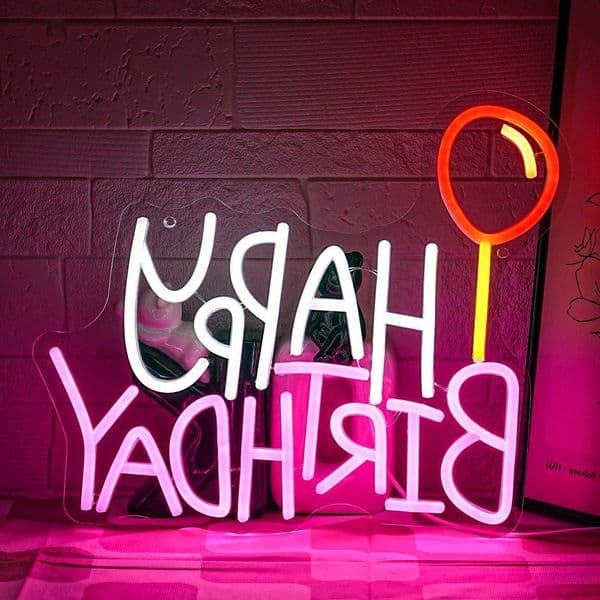 Birthday Neon Sign USB Happy LED Neon Light Sign for Bed room Home Dorm Baby Shower Party Decor Childrens gifts H260622