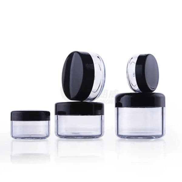 Cosmetic Containers Sample Jars with Black Lids Plastic Makeup Sample Containers BPA free Pot Jars 3g 5g 10g 15g 20 Gram