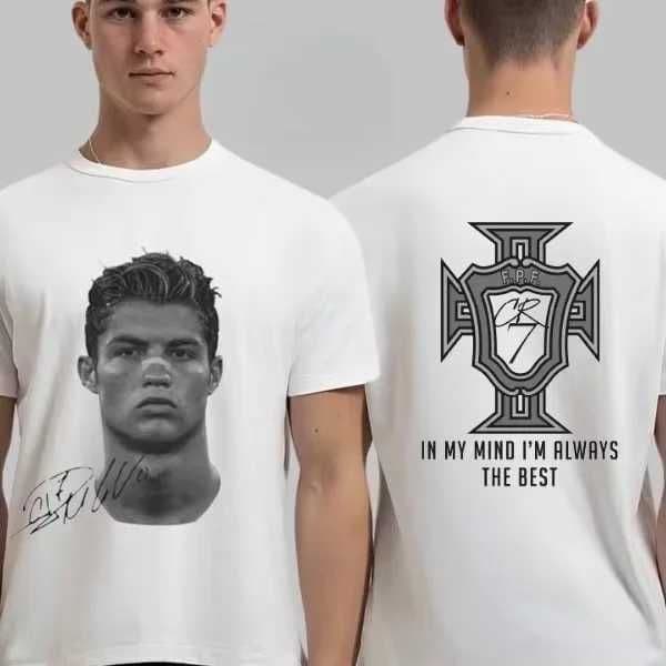 26ss Men Women Cristiano Ronaldo Head Print T Shirt Signature Trendy Graphic Tee Ronaldo CR7 Football Tee Unisex T260622