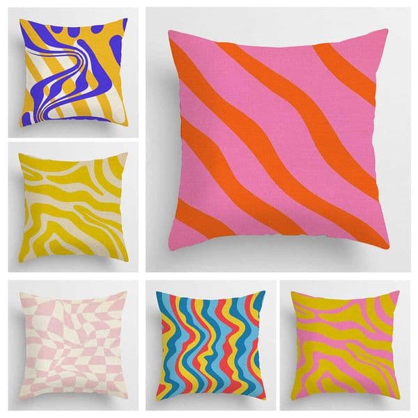 Pillow Case Decor Home Vibrant Geometric Swirl Pattern Covers Pattern Cushion Cover Suitable for Sofa Bedroom Car Cover D260622