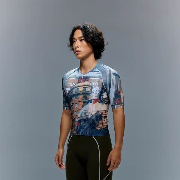 Retro Printed Architectural Cycling Jersey Short Sleeve For Men And Women, Summer Breathable Tight-Fitting Road Bike Riding Top