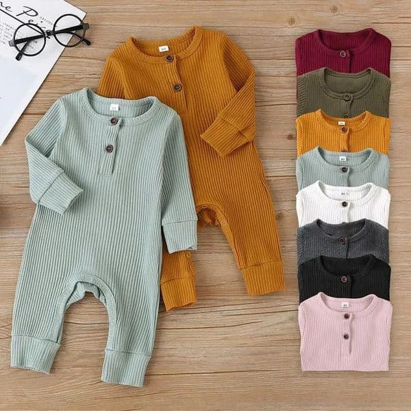 Spring Autumn born Infant Baby Boys Girls Full Sleeve Rib Cotton Romper Playsuit Jumpsuit 260623