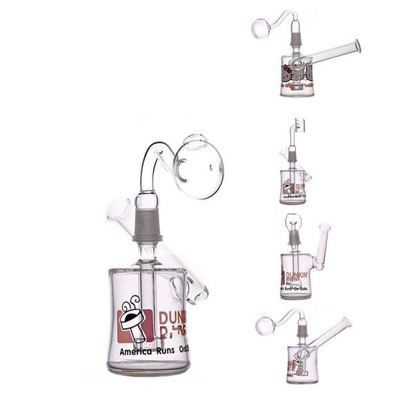 Wholesale Portable Mini Cute Colorful Smoking Glass oil burner Bong Pipes American runs on Travel Bubbler Water banger pipe hookah