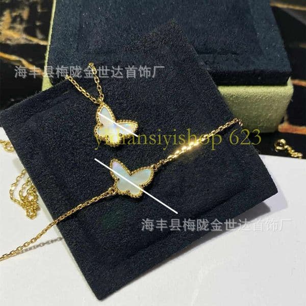 Designer Jewelry Mini Butterfly for Women Copper Alloy Gold Plated Color Retaining CNC High-Grade Mother-of-Pearl Bracelet vanlism cleef bracelet