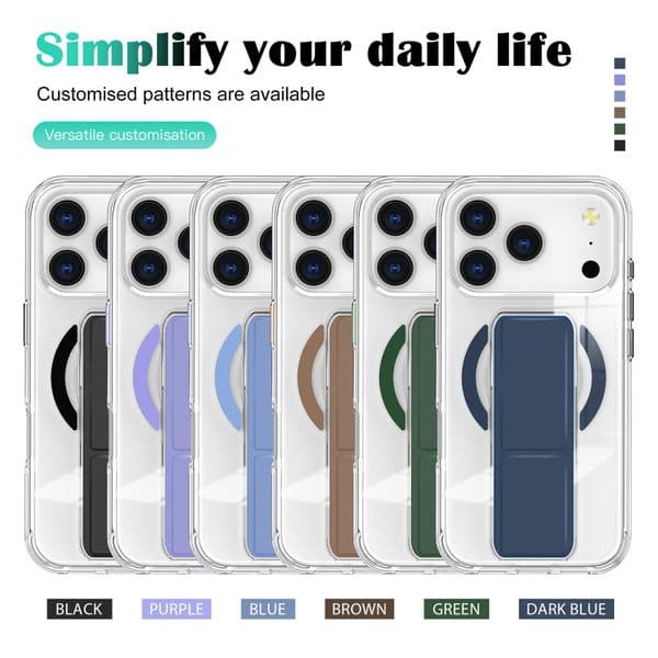 New Clear Magnetic Phone Case with Kickstand & Wrist Strap, Compatible with iPhone 16, iPhone 17 Pro Max & iPhone Air Shockproof Protective Cover