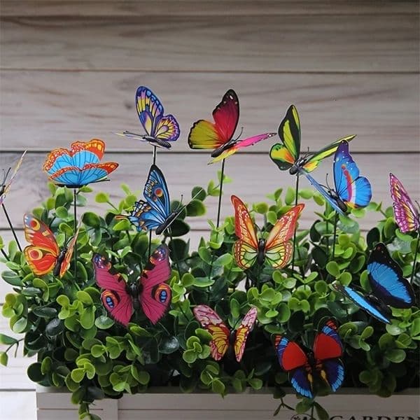10pcs Colorful Butterfly Stakes 3D Artificial Butterfly Decor Garden Patio Decor Random Pattern 260610ww