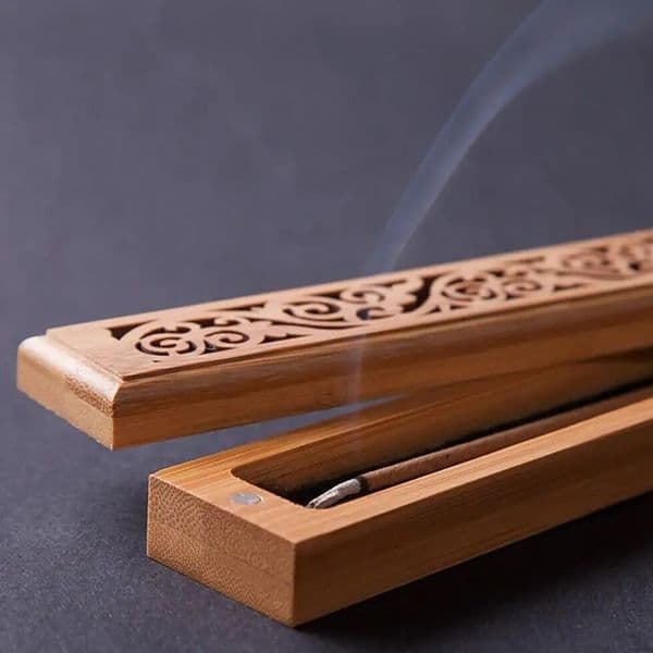 Natural Bamboo Incense Burner With Laying Plate Aromatherapy Wooden Box For Incense Storage Burning Hollowed Line Incense Box 260622