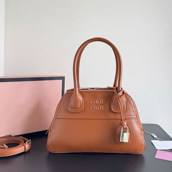 Luxury Vintage Dome Shell Top Handle Handbag Designer Solid Smooth Leather Lock Decor Purse Detachable Crossbody Strap 8 Colors Women Daily Party Shoulder Bag