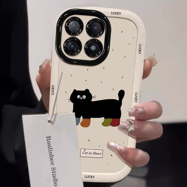 Splatter Ink Cat Case 15 New Iphone 14 Pro Max Puff 13 Cartoon For Women 16/17
