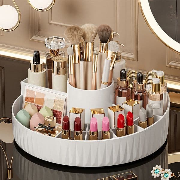 Rotating Cosmetic Storage Box Multi - compartment Organizer for Lipsticks Eyebrow Pencils Brushes Bathroom Skincare Storage 260624