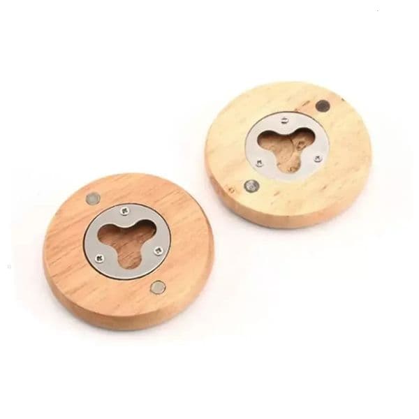 Luxury Designer Decor Stock! New Wooden Round Shape Coaster Fridge Magnet Decoration Beer Bottle Opener Factory Wholesale Free Shipping 21