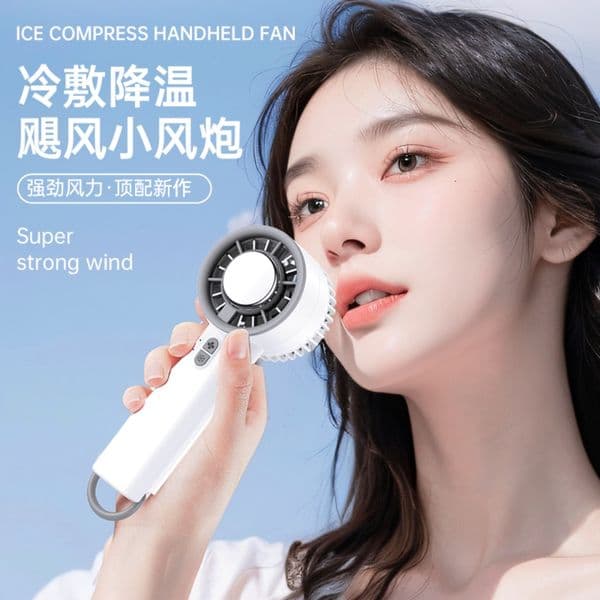 Semiconductor Ice Cooling Hand Fan 3 Speed USB Desktop Portable Mini Air Cooler Fan