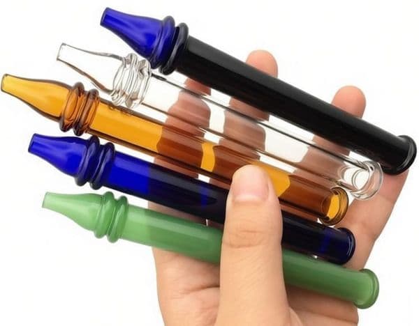 Wholesale Colorful Portable Glass Filter cigarette pipe mini 12cm Length Glass Hand Pipes Oil Burners New Style Filter Tips Tester Smoking Pipes