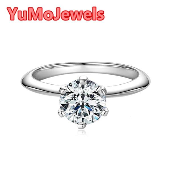 Custom 05CT 1CT 2CT 3CT Vvs D 925 Sterling Silver Solitaire Moissanite Wedding Engagement Ring for Women with Gra Certificate