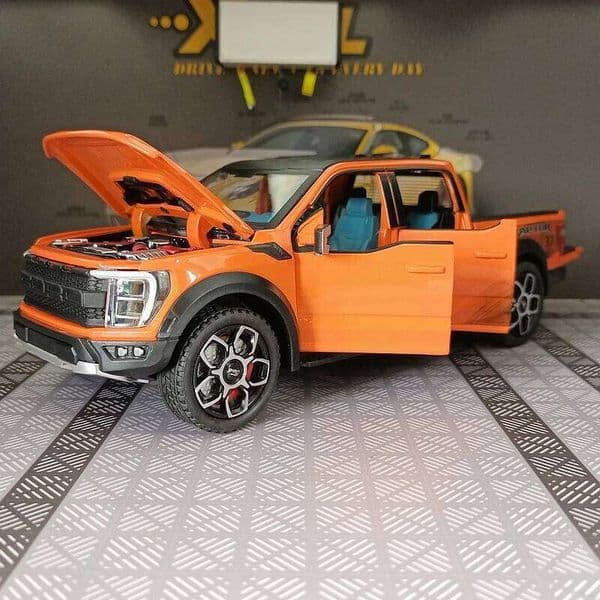 1:20 simulation Ford Raptor F-150 off-road vehicle model alloy car ornament door can open sound and light return force J260627