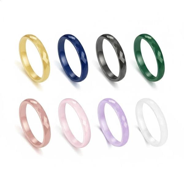 m Ceramic Wedding Band for Women Thin Plain Stackable Rings Colorful Minimalist Ring in BlackWhitePink Hypoallergenic 260626