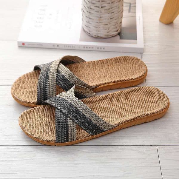 Summer Men Flax Slippers Casual en Slides Multi-Style Non-Slip Home Flip ps Indoor Shoes Male Sandals Pantoufle Homme