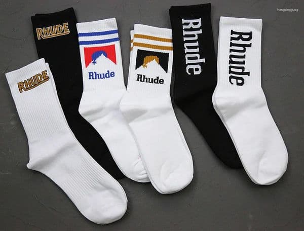 Men's Socks 6 Pairs Simple Letter High Quality Cotton Street Trend Men And Women Skateboard Couple Tube