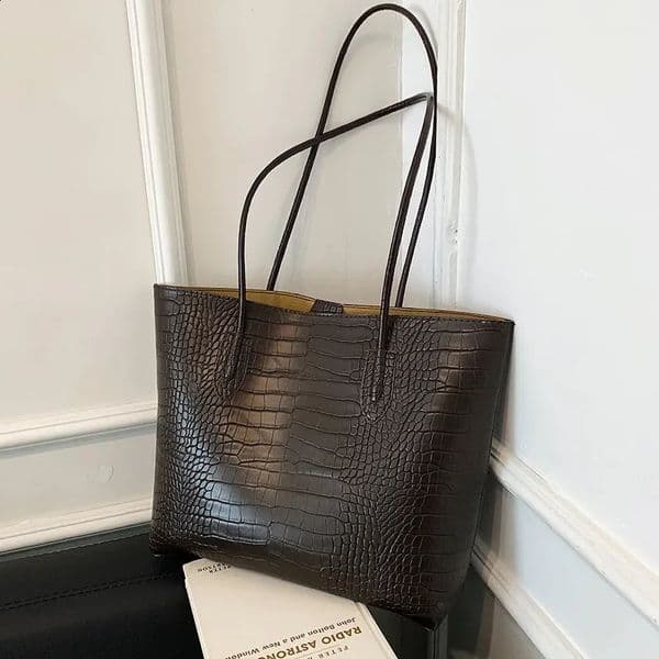 Womens handbag large capacity shopping bag er handbag womens fashion stone PU leather casual shoulder bag 240830