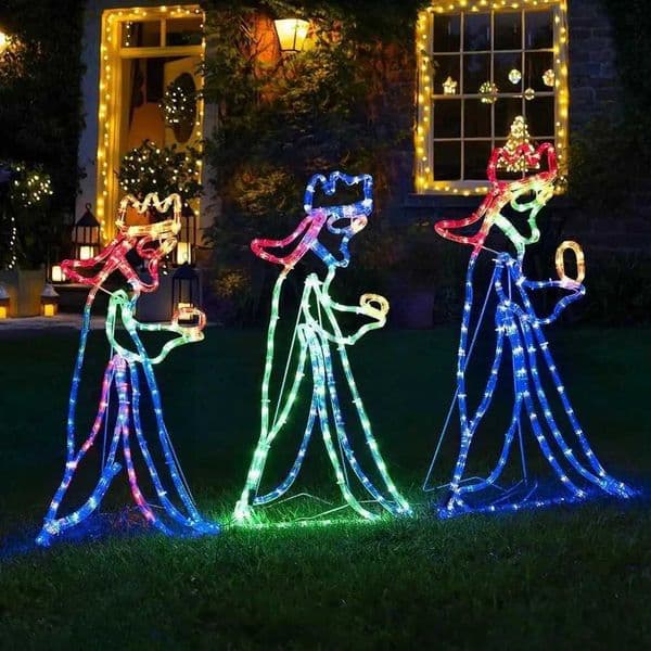 2026 Decorations Outdoor Christmas LED Three Kings Silhouette Pattern Rope Decoration Wholesale Light Direct Shipping Free Shipping