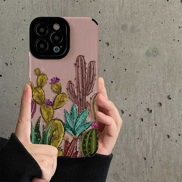 Cute cactus pattern phone case suitable for iPhone 15 14 13 12 11 Pro Max X XR XS Max 7 8 Plus 15 14 Plus shock-absorbing soft protective case M240902