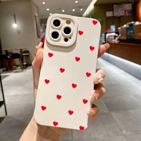 Cute cartoon red love phone case suitable for iPhone 15 14 12 11 Pro Max XS XR X 7 8 Plus SE shockproof soft silicone cover M240902