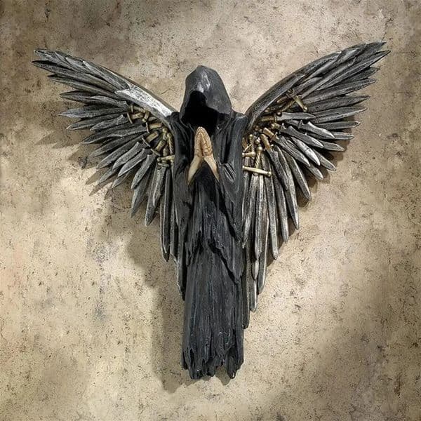 Soul of The Warrior Grim Reaper Wall Sculpture Full Color Resin Craft Living Room Office Home Decor Home Wall DIY Decoration 240902