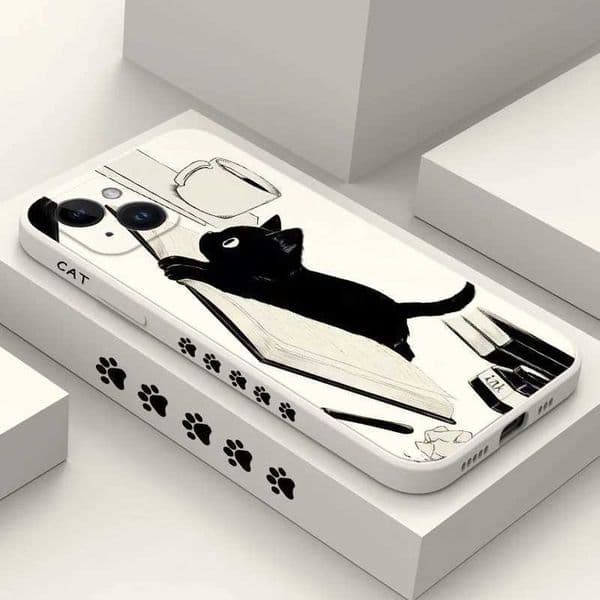 Cute cartoon cat soft phone case suitable for iPhone 11 12 13 Pro Max mini phone case suitable for iPhone 15 14 Pro XS Max XR X 7 8 Plus SE cover M240902