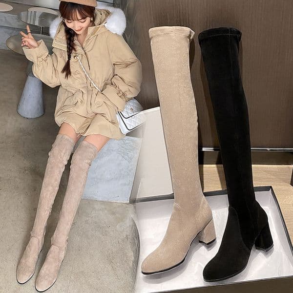 Comfortable High Boots Female Winter Boots Women Over The Knee Boots Stretch Sexy Fashion Bootas Khaki Women Bootas Zlah Women Shoes