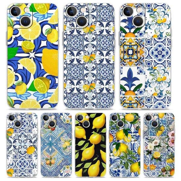 Mediterranean Lemon Transparent Phone Case Suitable for iPhone 15 14 12 11 Pro Max XS X XR SE 7 8 Plus TPU Transparent Lens Protective Cover M240902