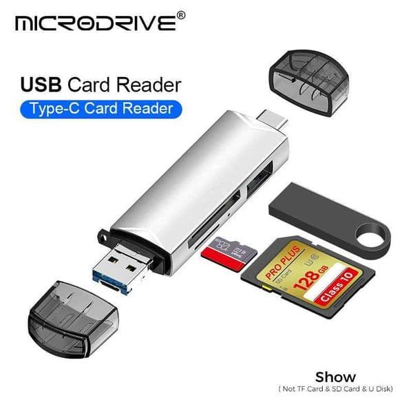 OTG Type C SD TF Card Reader 6-in-1 USB 3.0 Micro USB Flash Drive Adapter High Speed Transfer Multifunctional Card Reader M240902