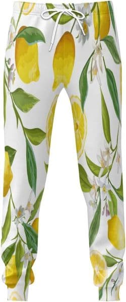 Sweatpants Mens Floral Lemon Fruits 3D printed pants with interesting patterns Sweatpants Loose Lightweight Yoga Pants for Workout Gym Running Mens Sweat pants