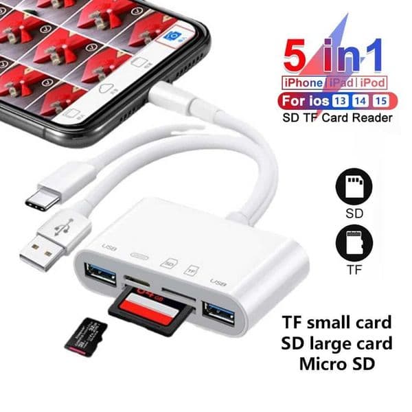 OTG USB camera multi memory adapter suitable to Micro SD TF card reader kit suitable for IPHONE IPAD Macbook laptop M240902