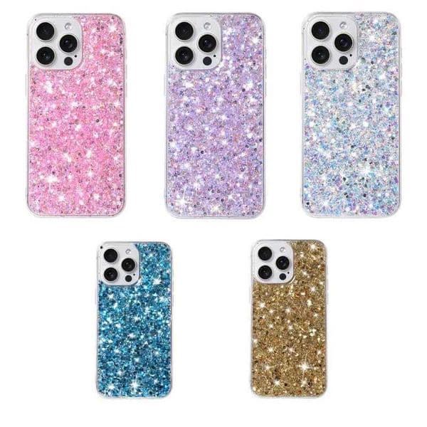 New Arrive Starry Glitter Pink Sequin Phone Case For IPhone 16 15 14 13 12 11 Pro Max X XR 7 8 Plus SE2 Hard Silicone Anti-fall Back Cover M240927