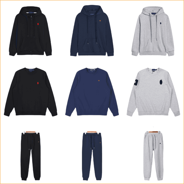 Men Polo Zip Up Hoodie Designer Hoodie Polo Hoody Designer Pullover Cotton Big Horse Long Sleeve Polo Hoodie Grey Hoodie Designer Joggers Men Sweatpants Sweatshirt