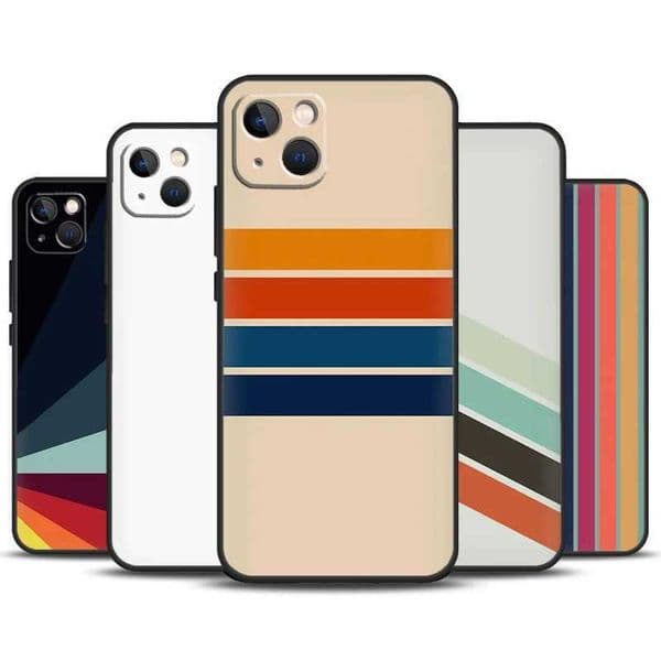 Retro striped aesthetic retro phone case suitable for iPhone 11 12 13 14 15 Pro Max Mini 7 8 Plus X XR XS Max bumper cover M240902