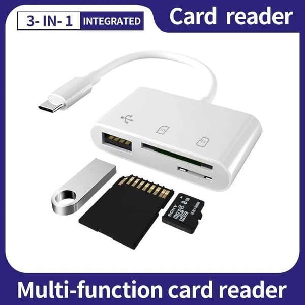 Multi functional 3-in-1 USB Type C card reader to SD TF USB connection smart storage card reader adapter suitable for Macbook Pro Type-C port M240902