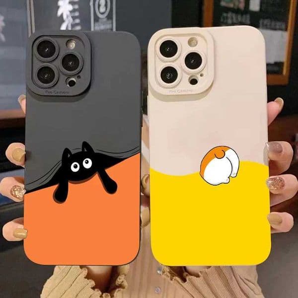 Cat Pattern Silicone Phone Case for iPhone 15 14 13 11 Pro Max Plus Mini XS XR X 8 7 SE Cover M240902