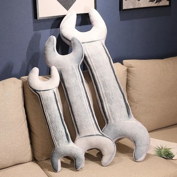 Luxury room Designer Decor Doll Pillow: Novelty Wrench Plush - Long Simulated Tool Pillow, Soft Filling, Fun Decorative Cushion, Perfect For