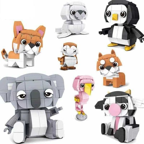 Cute animal assembled building block set small particle building block series fun decorations childrens holiday gifts W240828