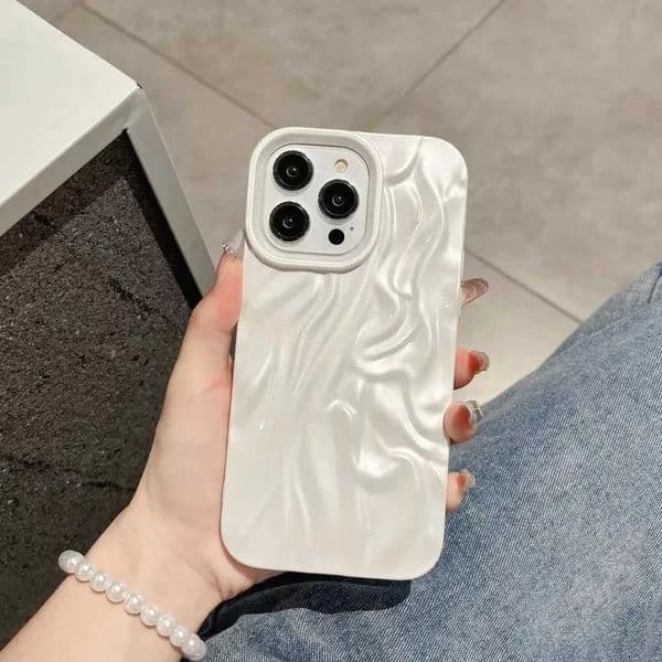 Waterproof ripple pearl white wrinkled TPU soft cover phone case suitable for iPhone 15 14 12 Pro maximum shock protection phone case M240902
