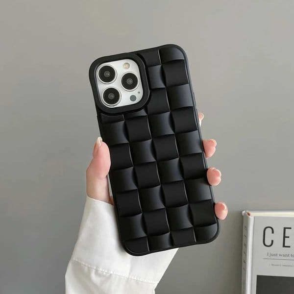 Qianliyo 3D cube woven pattern soft silicone phone case suitable for iPhone 15 14 12 11 Pro maximum matte shock-absorbing cover M240902
