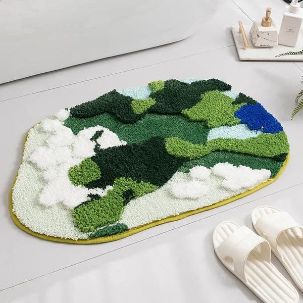 Cute green Mosye bathroom carpet soft ultra-fine fiber washable carpet shower mat door pad 50X80CM 240902
