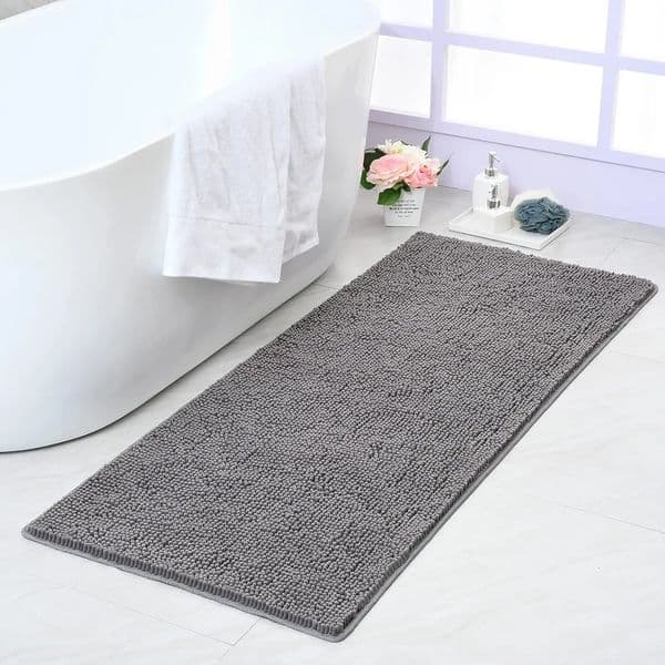 NOAHAS non slip bathroom carpet furry bathroom mat washable bathroom shower carpet soft plush chenille absorbent carpet mat 240902