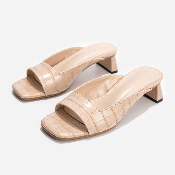 41-43 big size slippers women crocodile pattern leather flip flops strange high heels summer shoes sexy open toe slides women