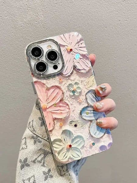 New Arrive Luxury Flowers Glitter Laser Phone Case For iPhone 16 Pro Max 15 14 Plus 13 12 11 Diamond Soft Shockproof Lens protection Cover M240927