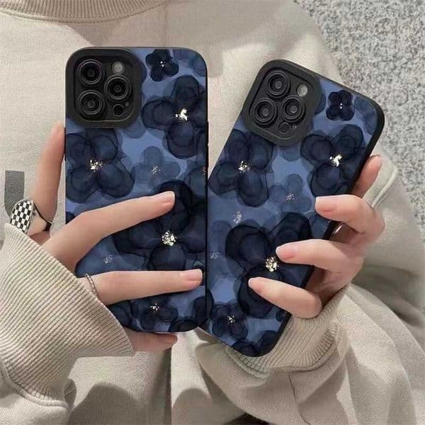 Blue Camellia Phone Case for iPhone 11 12 13 14 Pro Max 14 Plus 12 13 Min 7 8 Plus Flowers Camera Protection TPU Soft Cover Phone Case M240902