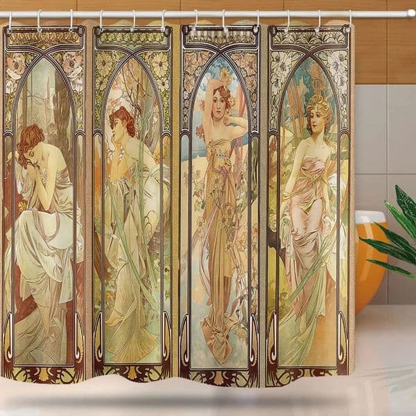 Art Movement womens shower curtains aesthetic art time during the day resting night fantasy at night dawn awakening bath set in the morning 240903